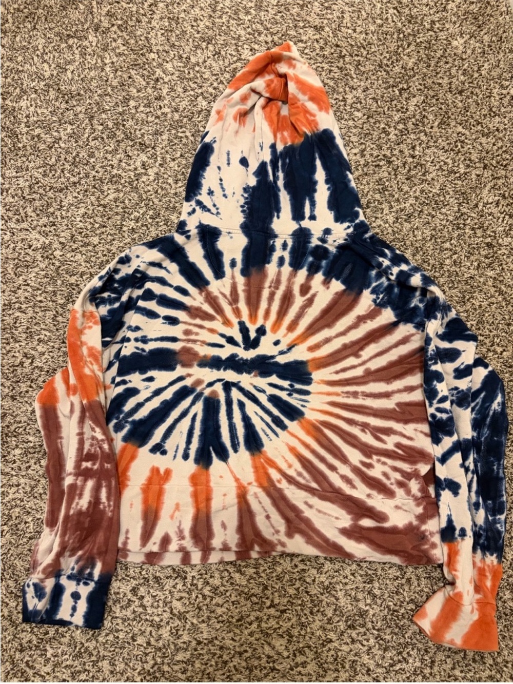 NATURAL LIFE Tie-Dye Hoodie sweatshirt boho in Navy, Rust & White XL - Picture 2 of 3